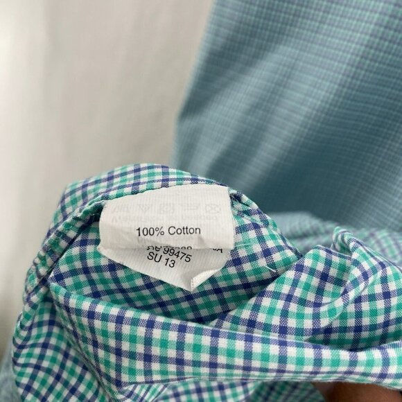 J.Crew Button-Up Shirt Men L Green Blue 120's 2 Ply Gingham Collared Long Sleeve - Picture 8 of 10